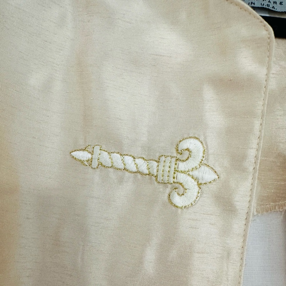 Womens Cream Embroidered Mandarin Collar Blazer - Picture 4 of 6